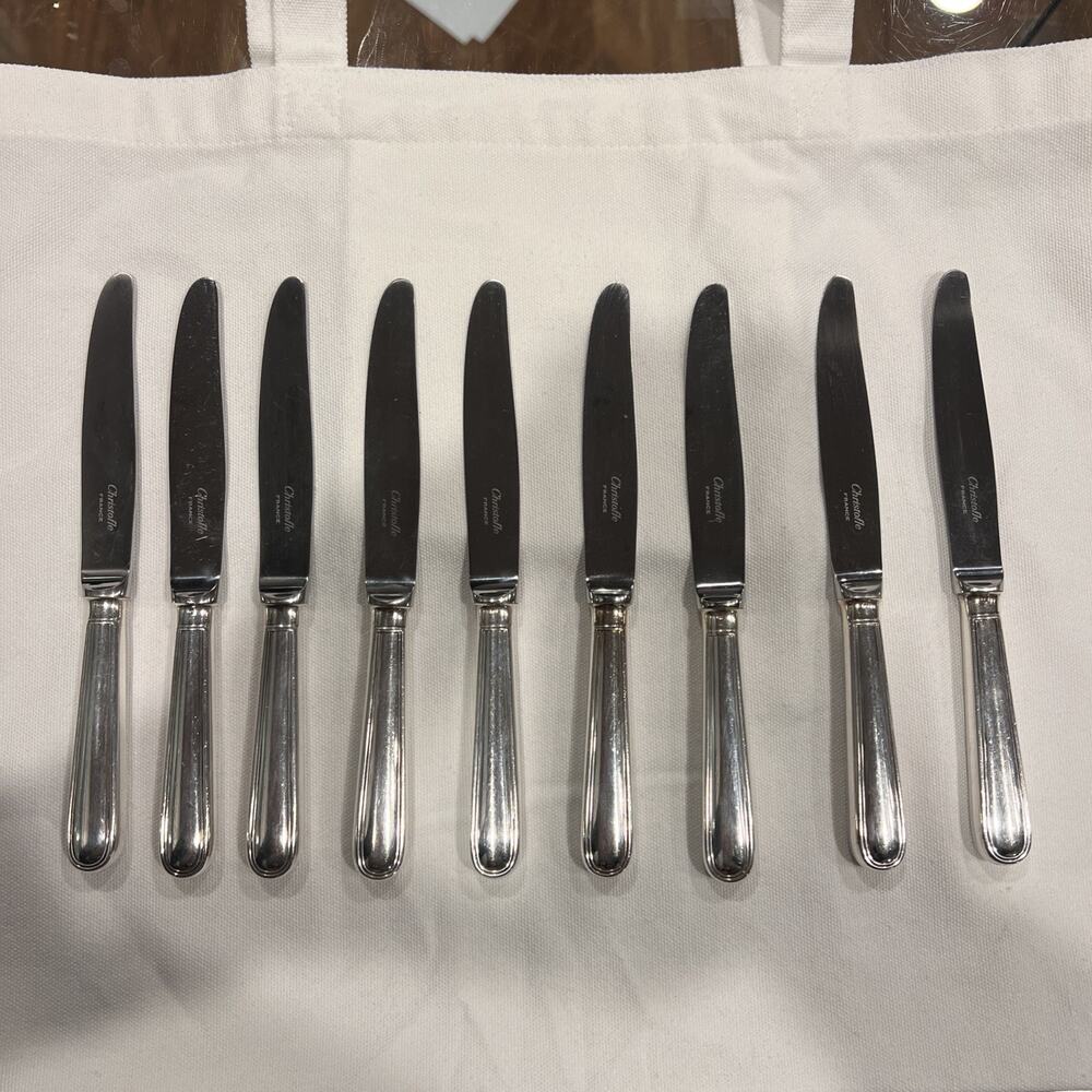 Christofle ALBI Silver Plated Dessert Knives Set Of 9